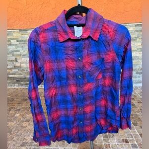 Vibrant Plaid Button-Up Shirt American eagle vintage boyfriend